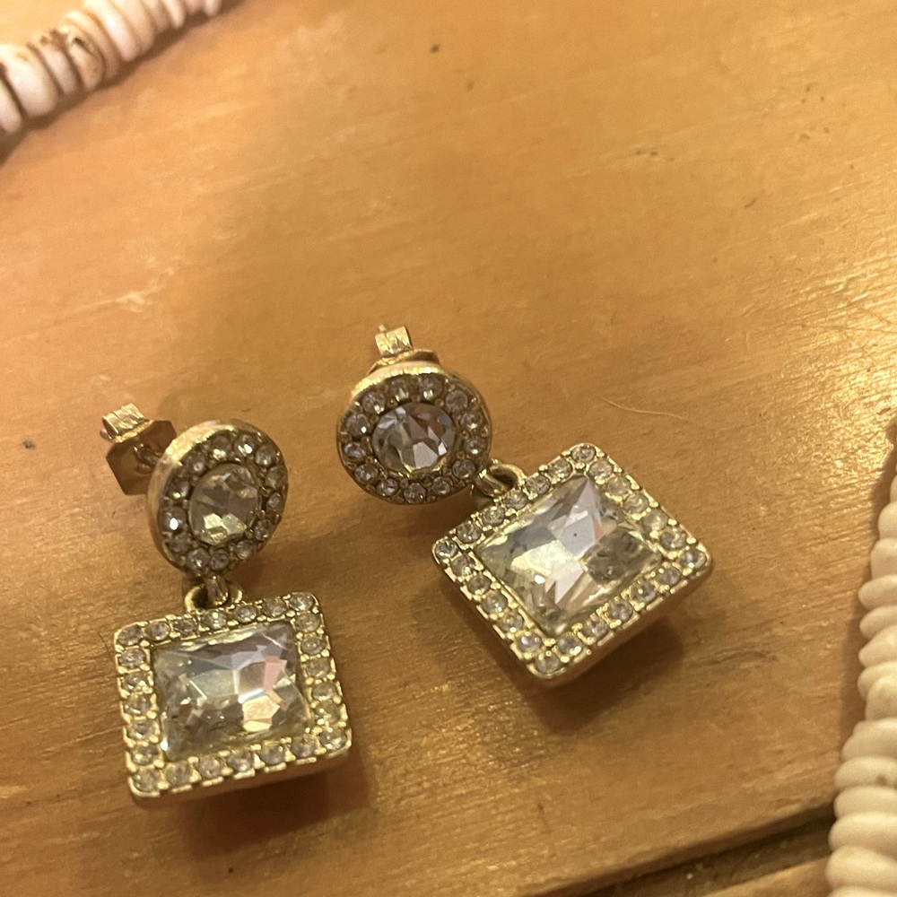 Gold holiday dangle earrings
